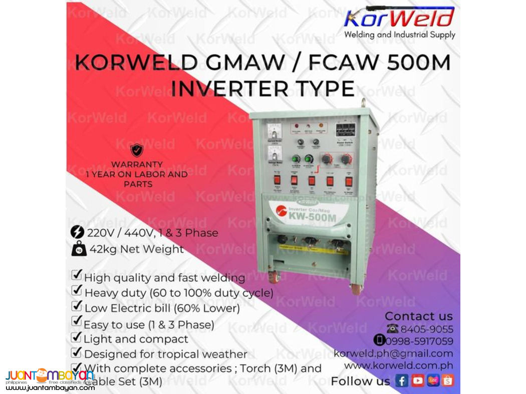 KORWELD GMAW/FCAW 500M INVERTER TYPE
