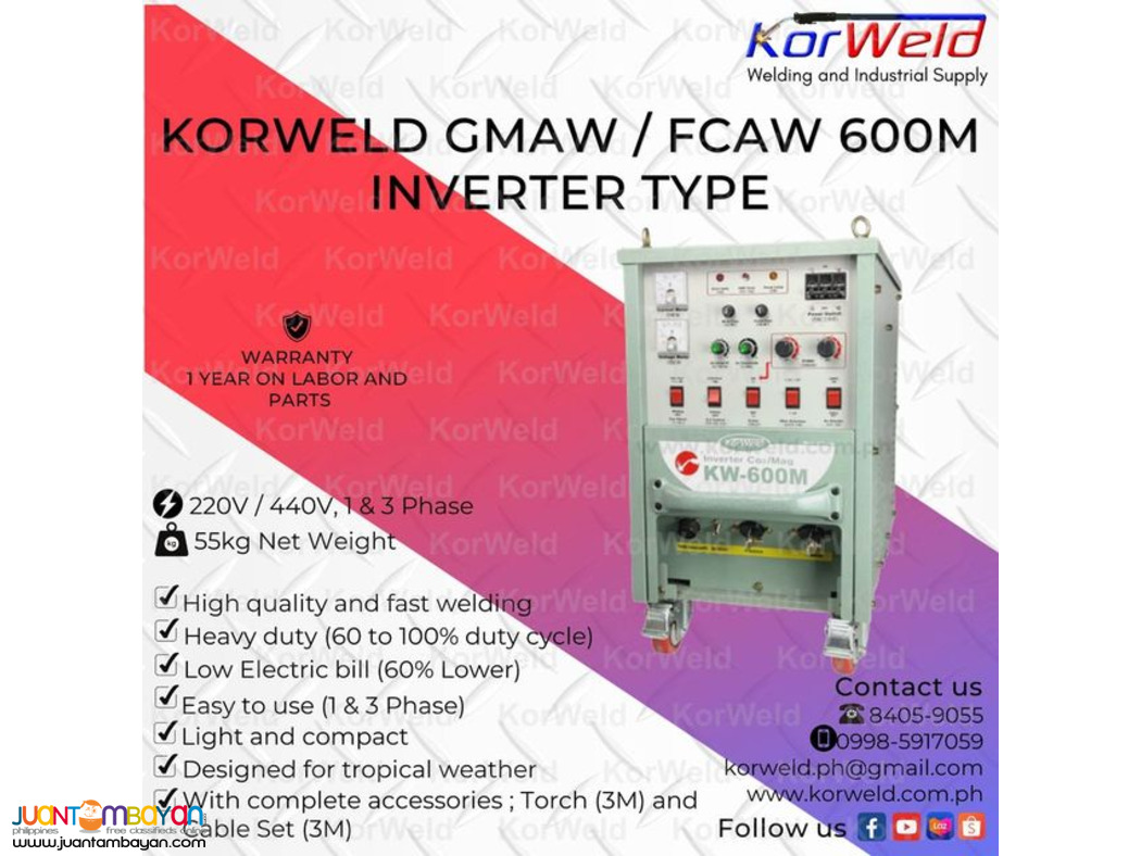 KORWELD GMAW/FCAW 600M INVERTER TYPE