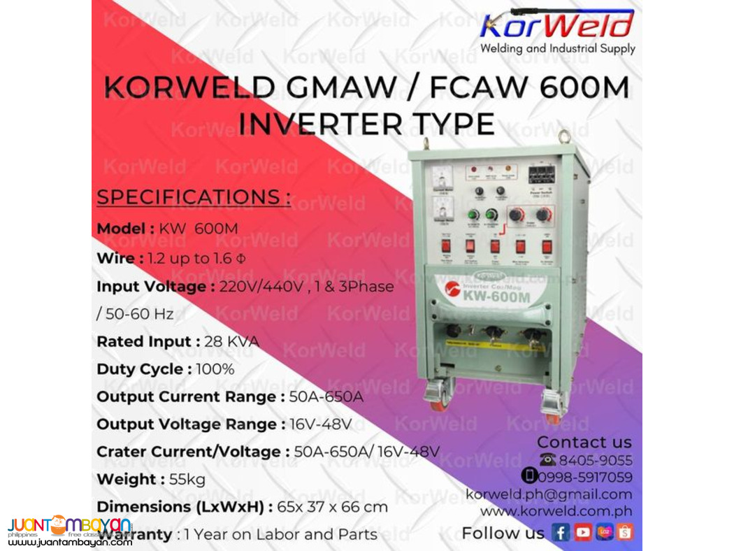 KORWELD GMAW/FCAW 600M INVERTER TYPE