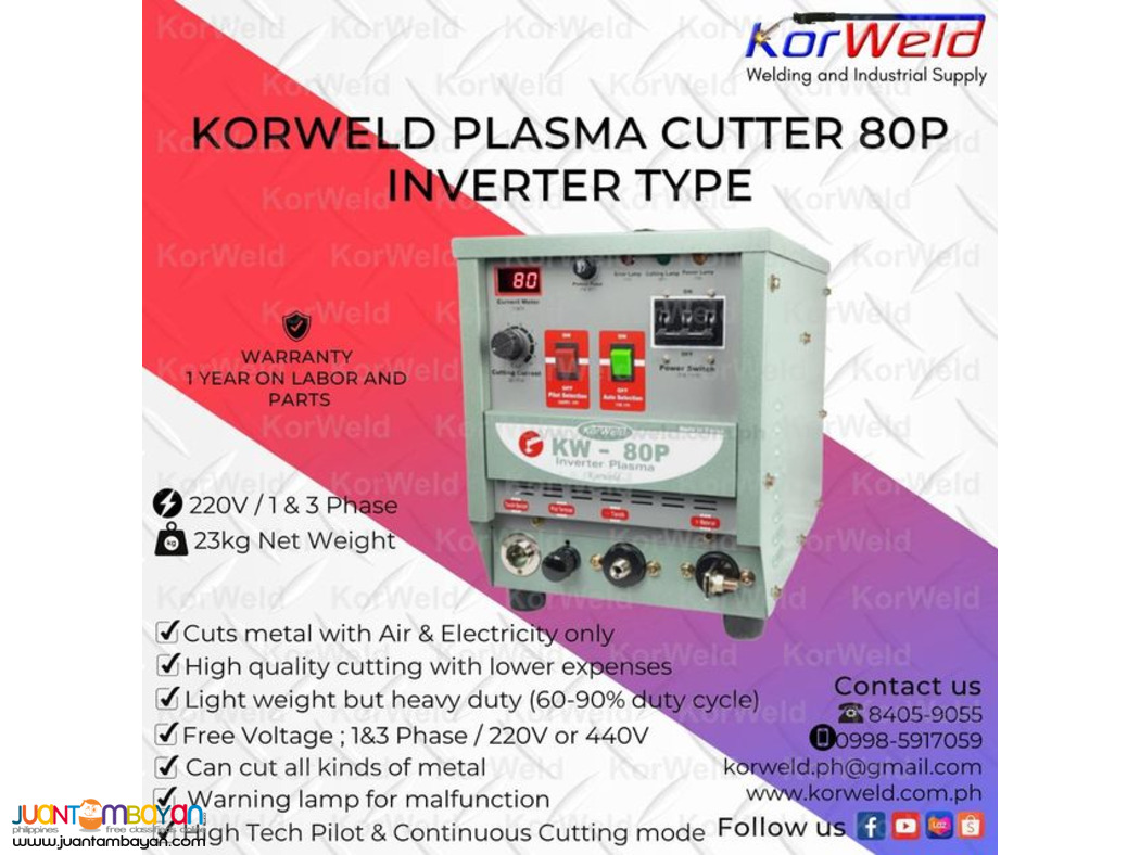 KORWELD PLASMA CUTTER 80P INVERTER TYPE