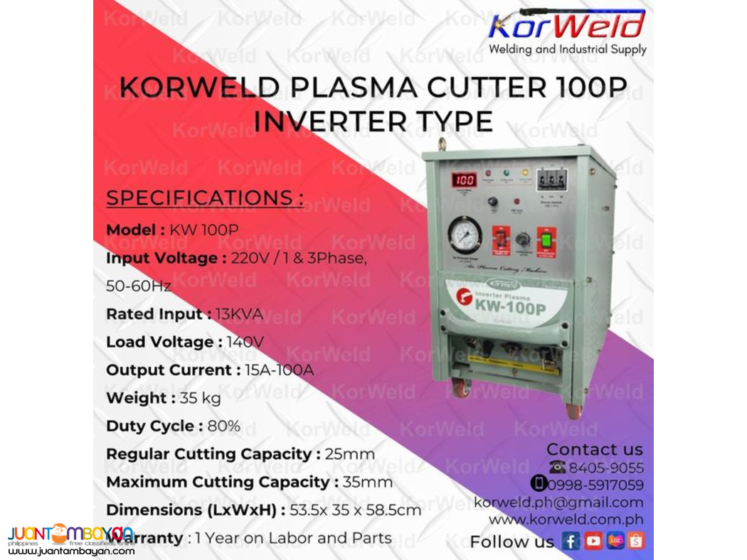 KORWELD PLASMA CUTTER 100P INVERTER TYPE