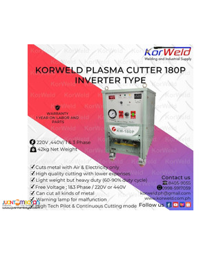 KORWELD PLASMA CUTTER 180P INVERTER TYPE