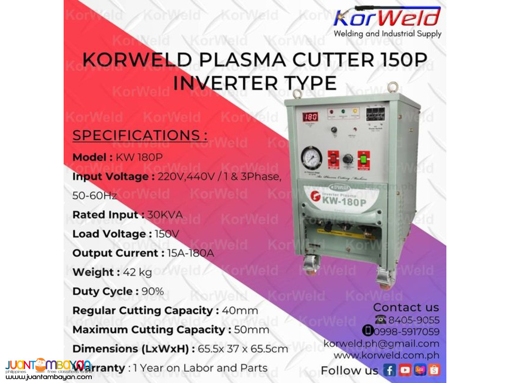 KORWELD PLASMA CUTTER 180P INVERTER TYPE