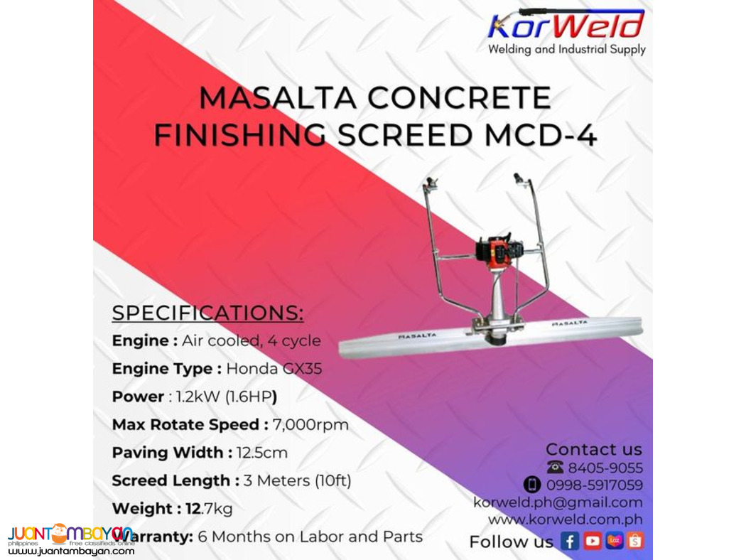 Masalta Concrete Finishing Screed MCD-4