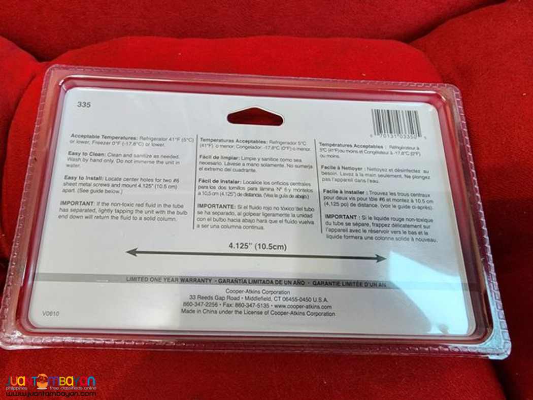 Cooper Atkins 335 Horizontal Refrigerator / Freezer Thermometer