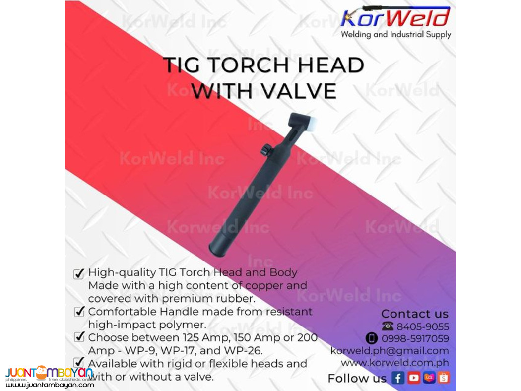 Tig Torch Head, With Valvle, Flexible & Ceramic Cup, Torch Switch