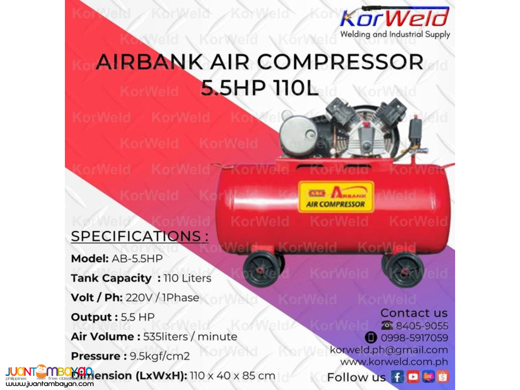 Airbank Air Compressor 5.5HP 110L