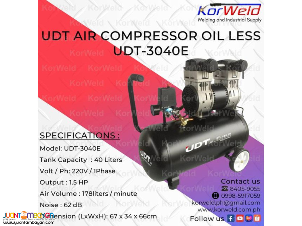 UDT Air Compressor Oil Less UDT-3040E