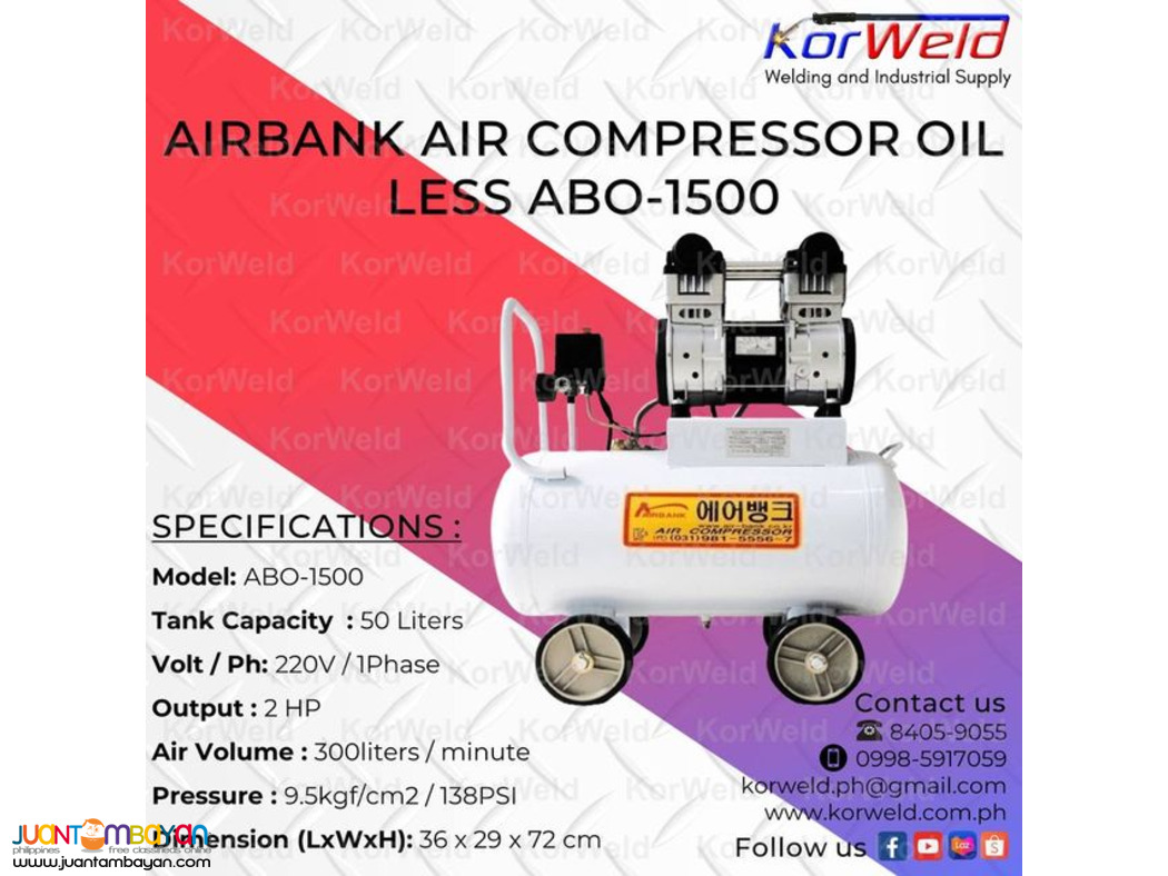 Airbank air Compressor Oil less ABO-1500