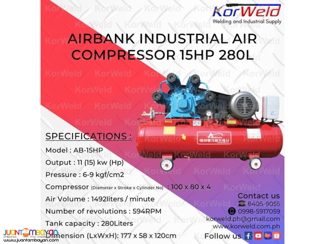 Airbank Industrial Air Compressor 15HP 280L