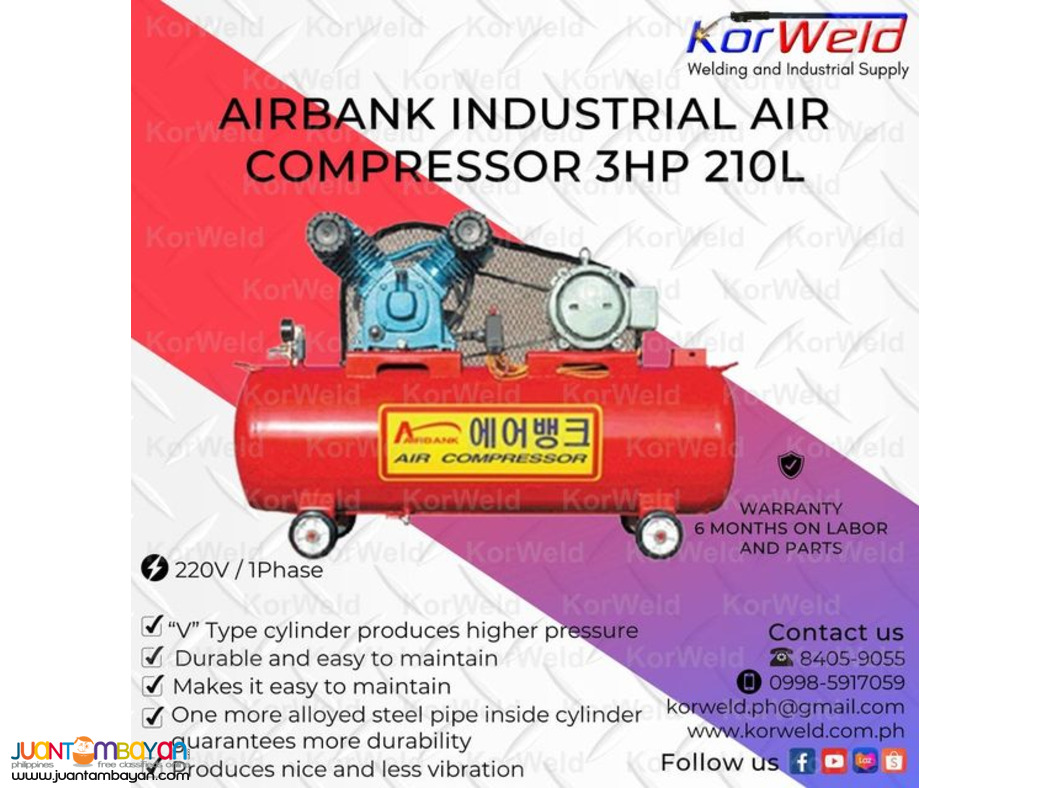 Airbank Industrial Air Compressor 3HP 210L