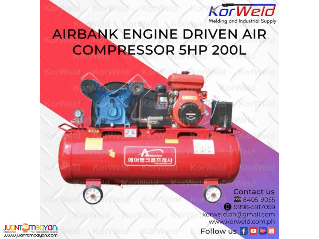 Airbank Engine Driven Air Compressor 5HP 200L
