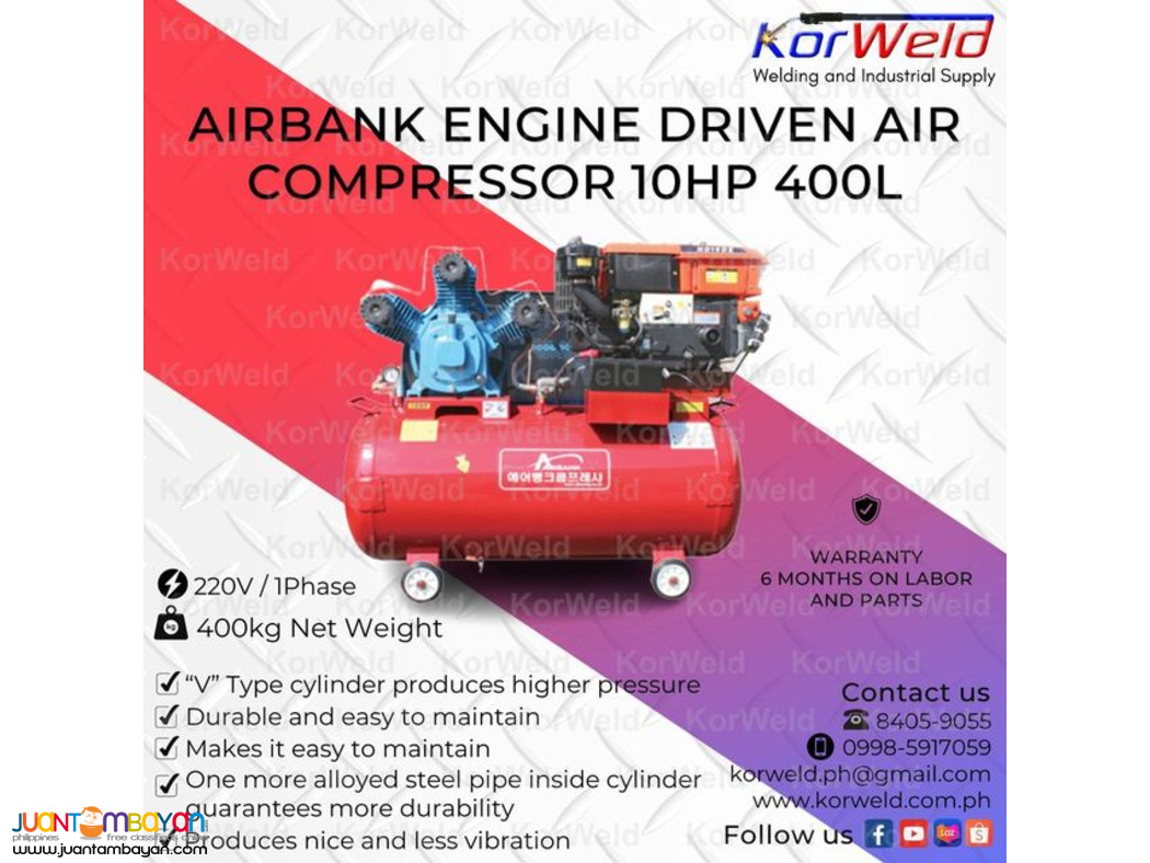 Airbank Engine Driven Air Compressor 10HP 400L