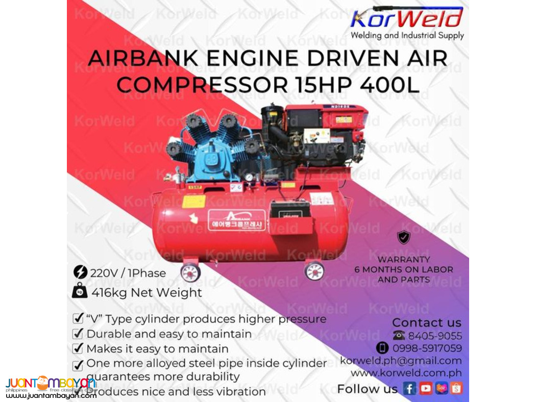 Airbank Engine Driven Air Compressor 15HP 400L