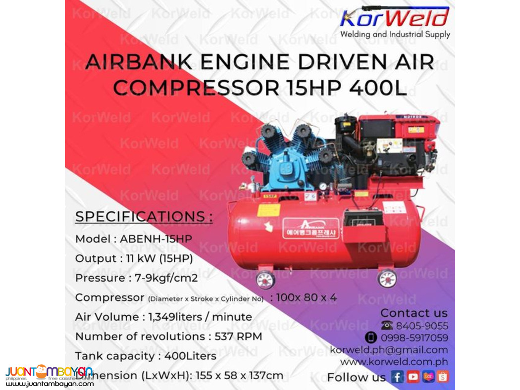 Airbank Engine Driven Air Compressor 15HP 400L