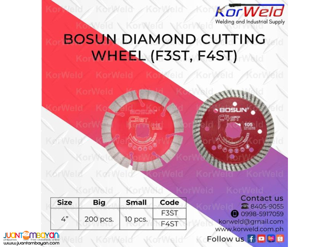Bosun Diamond Cutting Wheel (F3ST, F4ST)