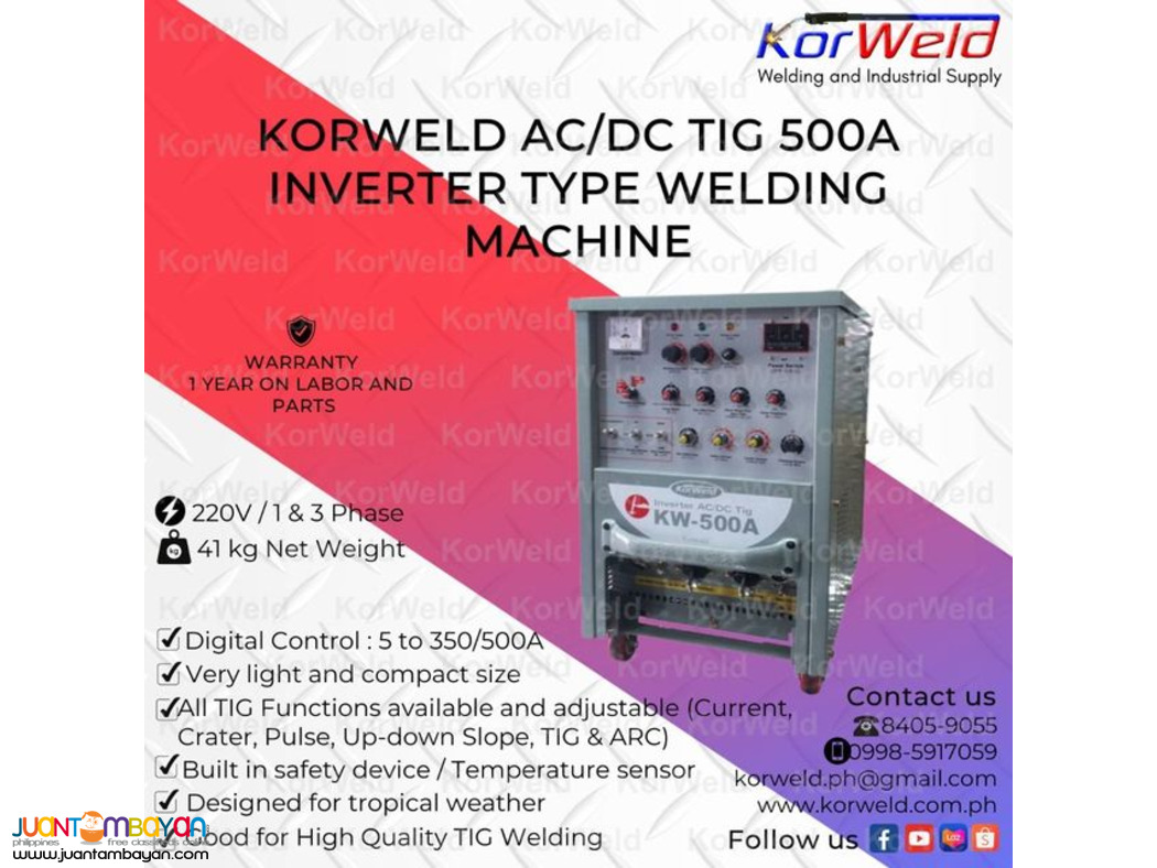 KORWELD AC/DC TIG 500A INVERTER TYPE WELDING MACHINE