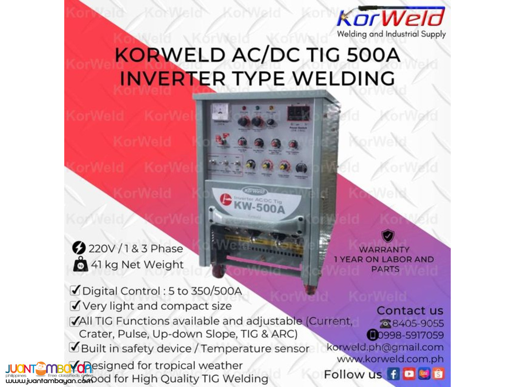 KORWELD AC/DC TIG 500A INVERTER TYPE WELDING MACHINE