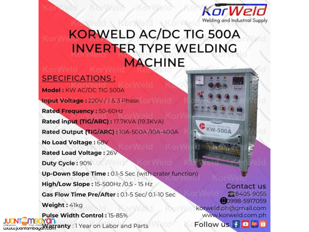 KORWELD AC/DC TIG 500A INVERTER TYPE WELDING MACHINE
