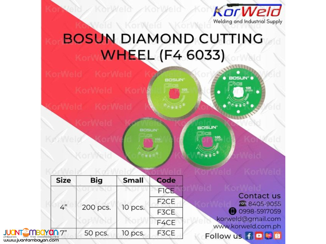 Bosun Diamond Cutting Wheel (F1CE, F2CE, F3CE, F4CE)