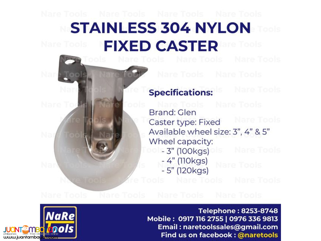 Stainless 304 Nylon Caster Fixed