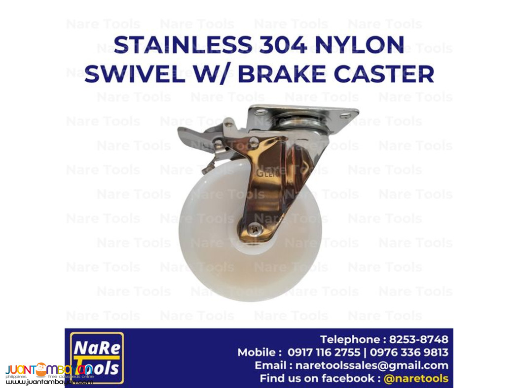 Stainless 304 Nylon Caster Swivel w/ brake