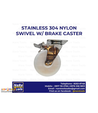 Stainless 304 Nylon Caster Swivel w/ brake