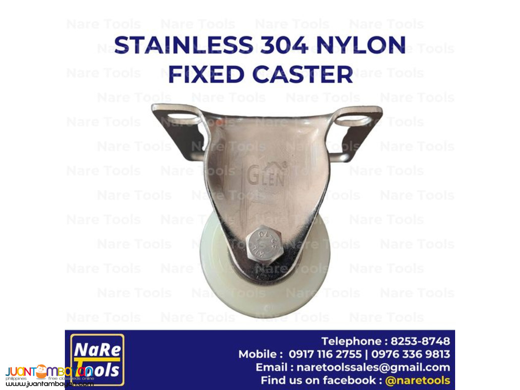 Stainless 304 Nylon Caster Light Duty Fixed