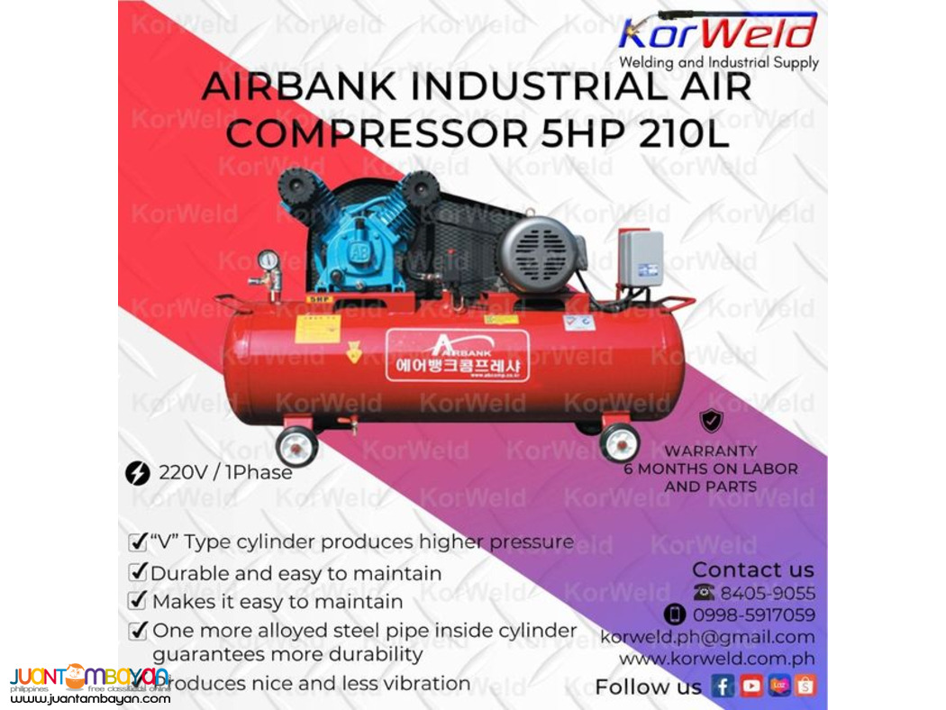 Airbank Industrial Air Compressor 5HP 210L