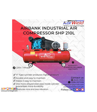 Airbank Industrial Air Compressor 5HP 210L
