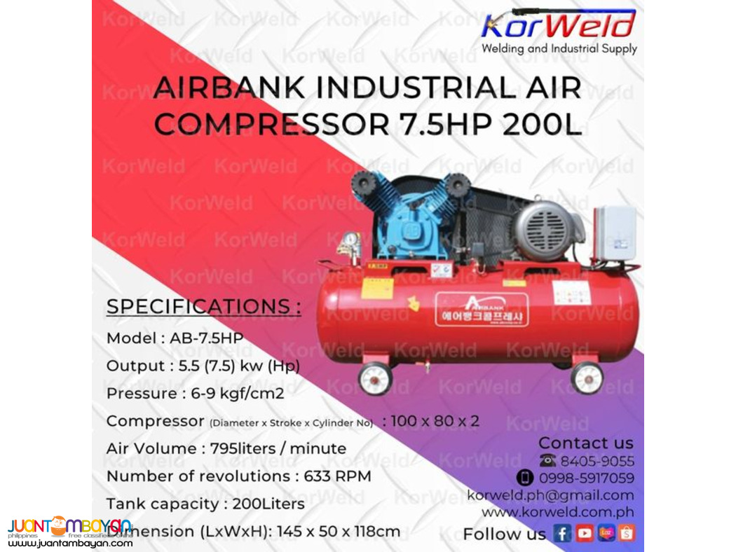 Airbank Industrial Air Compressor 7.5HP 200L