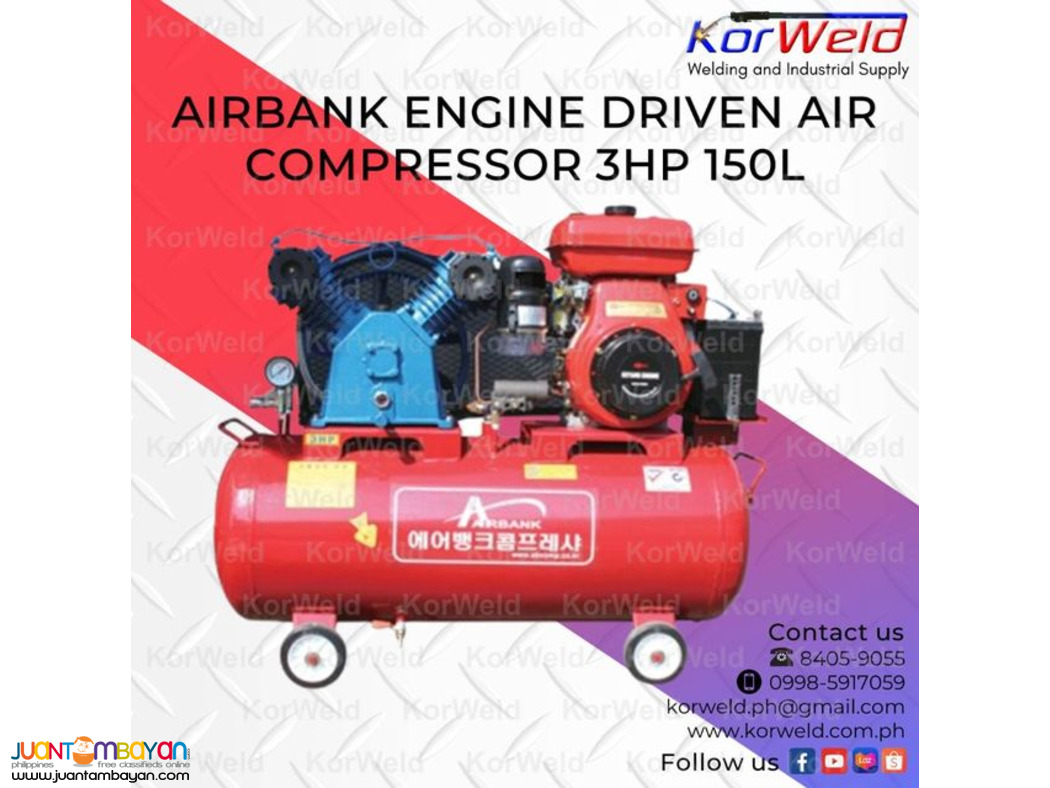 Airbank Engine Driven Air Compressor ABENH 3HP 150L