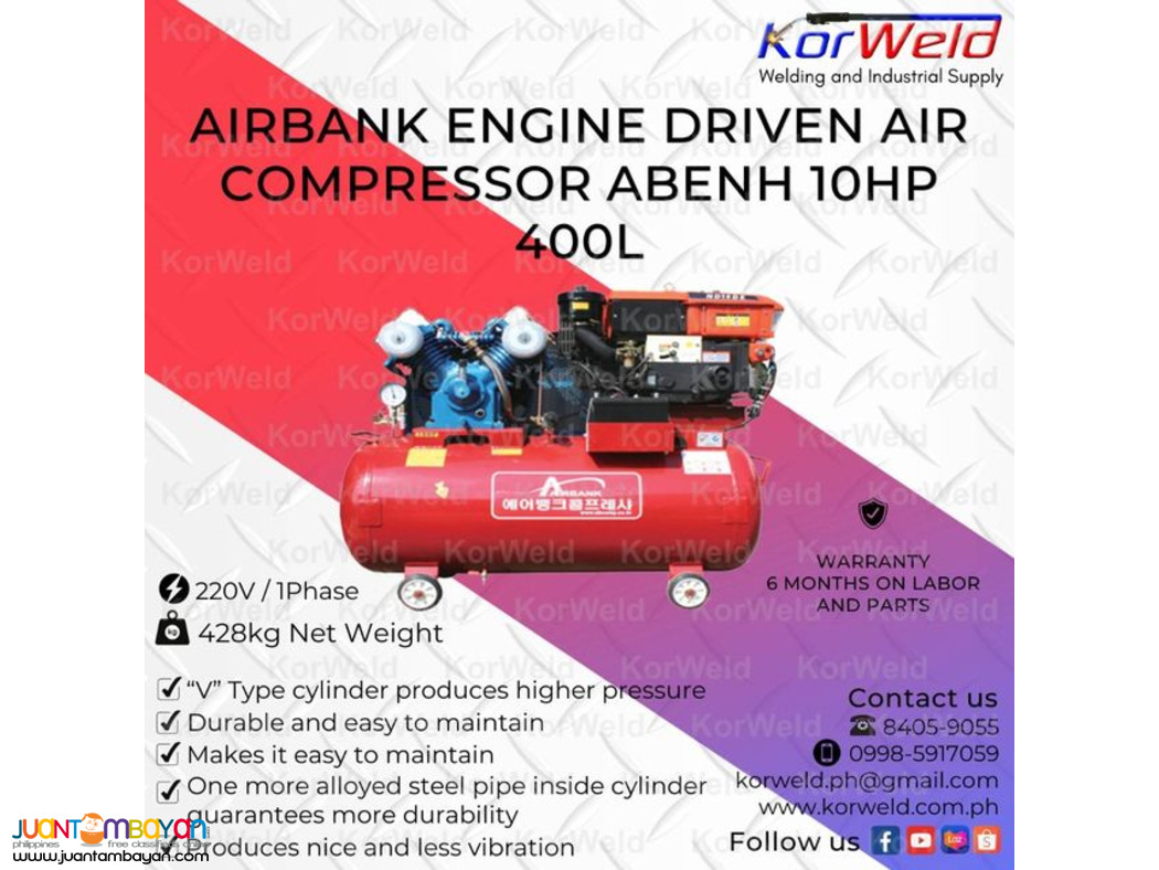Airbank Engine Driven Air Compressor ABENH 10HP 400L
