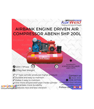 Airbank Engine Driven Air Compressor ABENH 5HP 200L