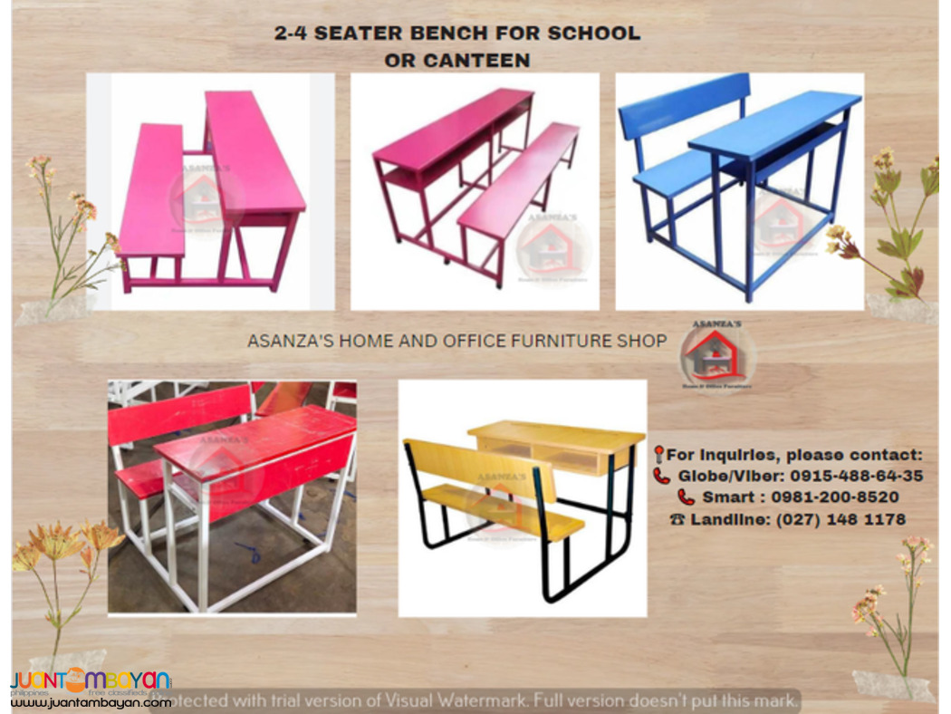2-4 SEATER BENCH FOR SCHOOL AND CANTEEN (FACTORY PRICE)