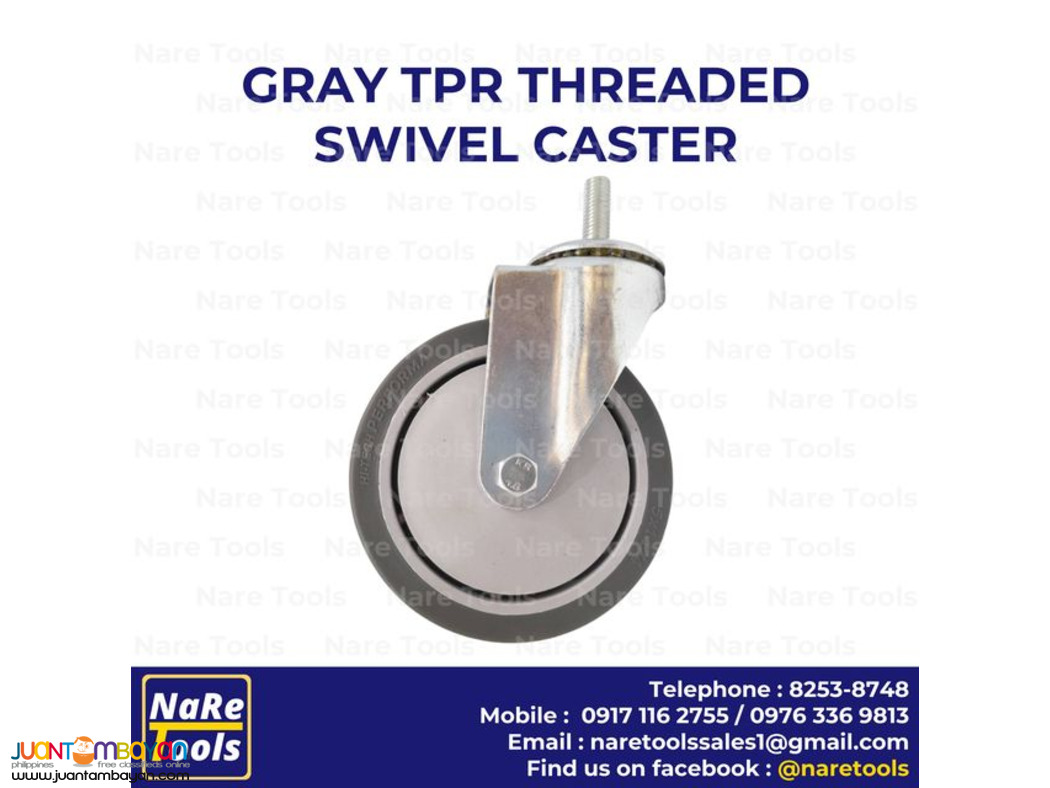 Gray TPR Threaded Swivel Caster