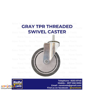 Gray TPR Threaded Swivel Caster
