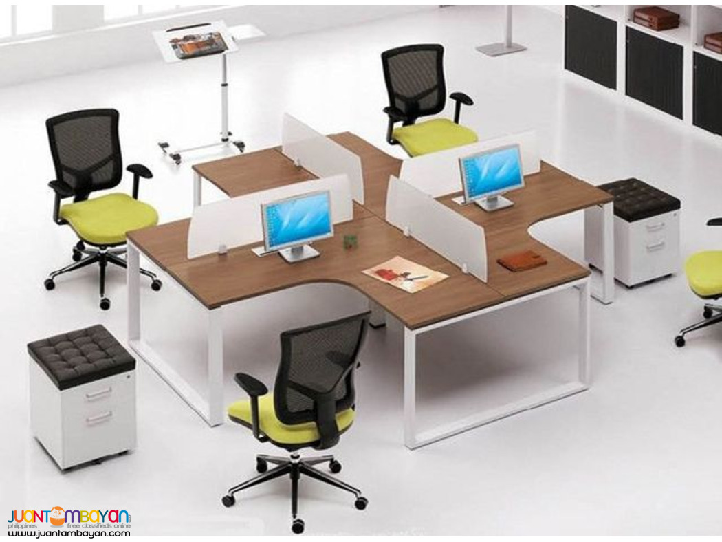 Linear Workstation - laminated table top metal legged powder coated 