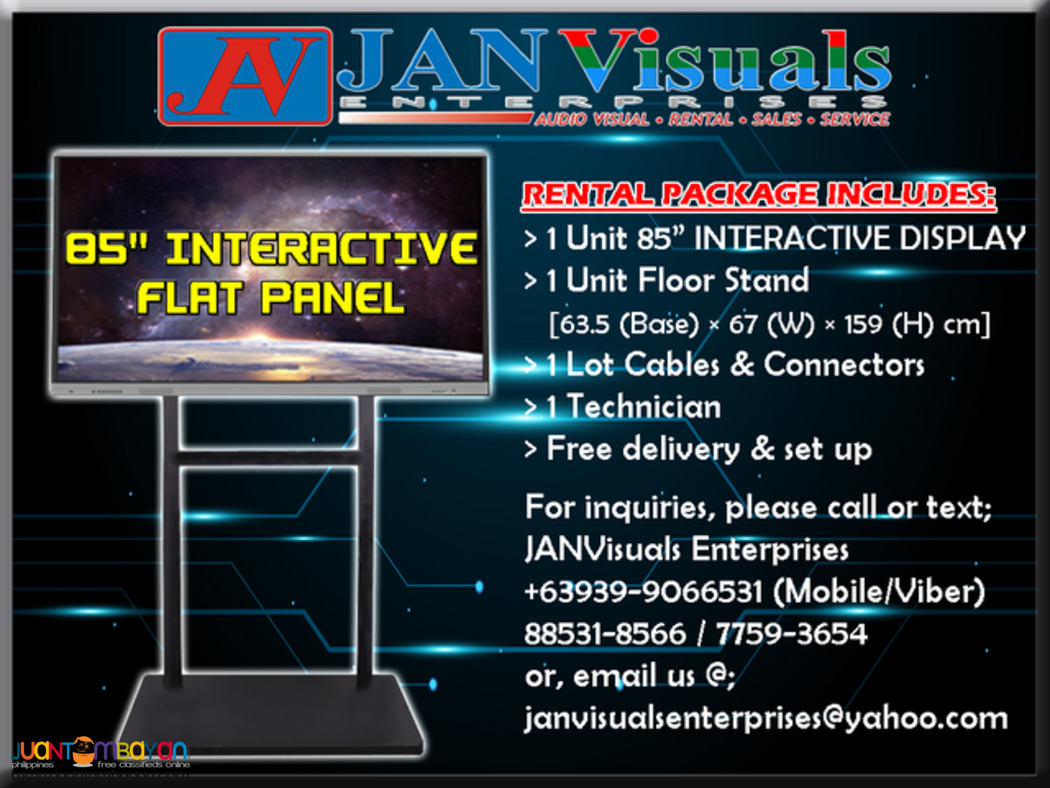 55 INCH & 85 INCH INTERACTIVE FLAT PANEL TV RENTAL