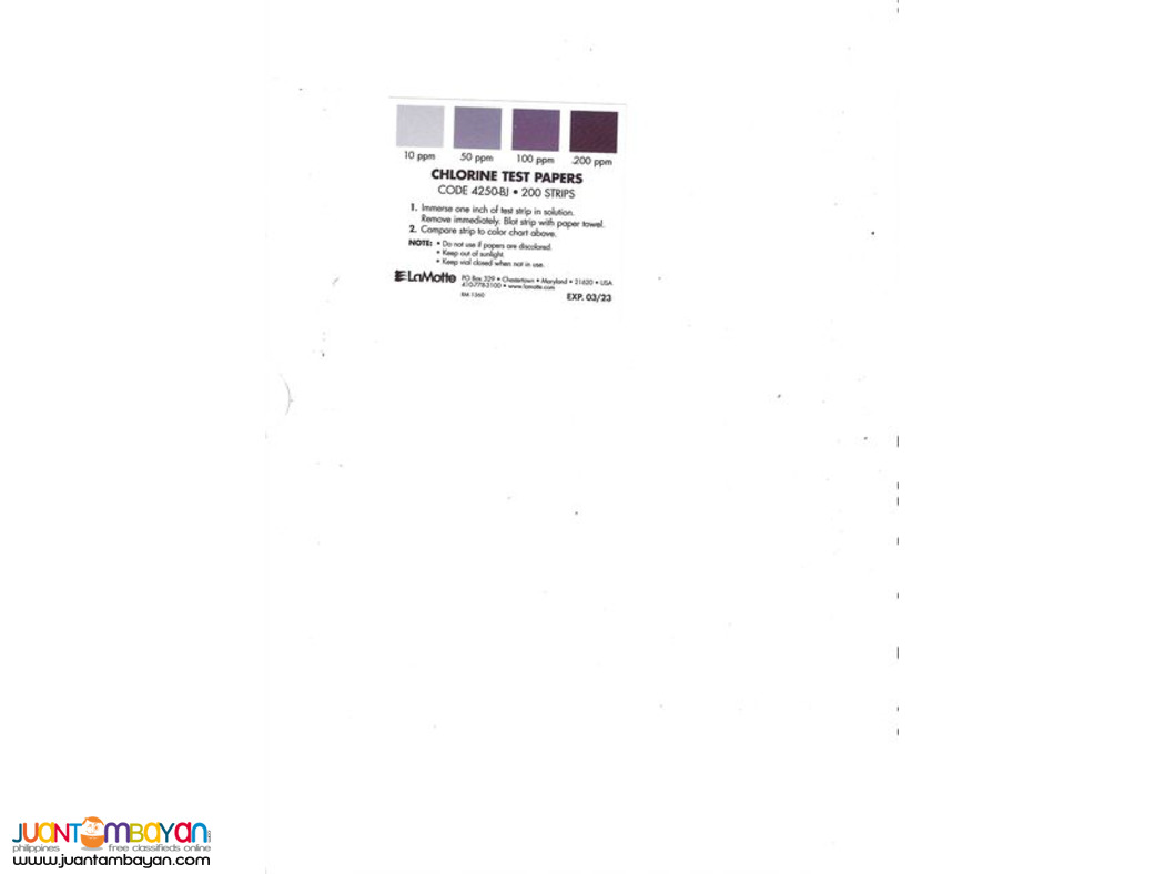 Lamotte 4250-BJ, Chlorine Test Paper, Total Chlorine Test Strip