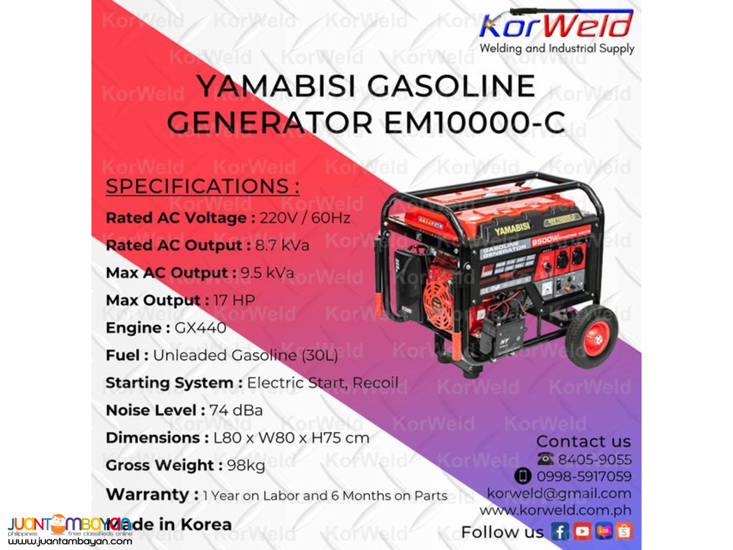 Yamabisi Gasoline Generator EM10000-C