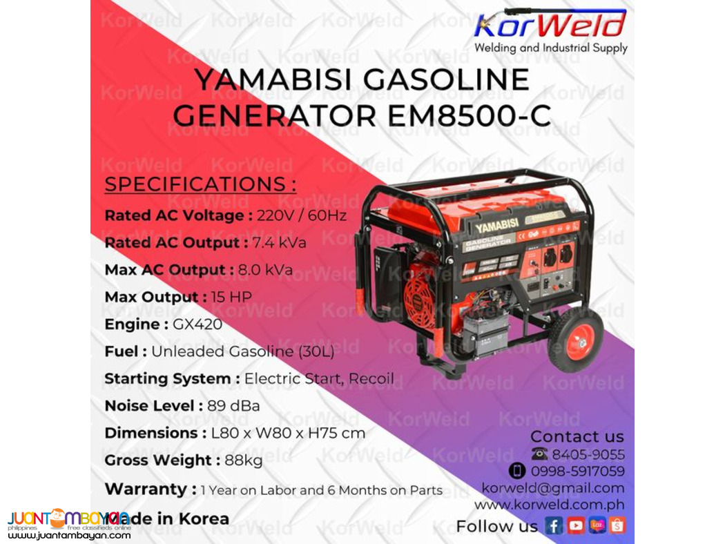Yamabisi Gasoline Generator EM8500-C