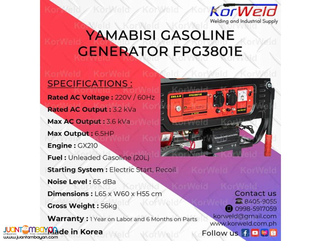 Yamabisi Gasoline Generator FPG3801E