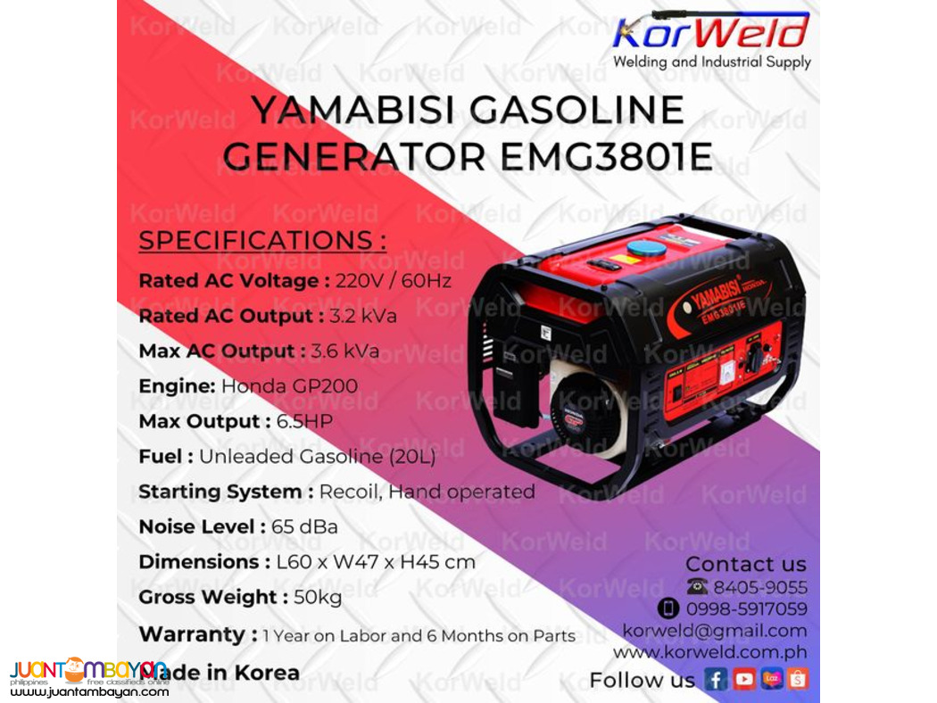 Yamabisi Gasoline Generator EMG3801E