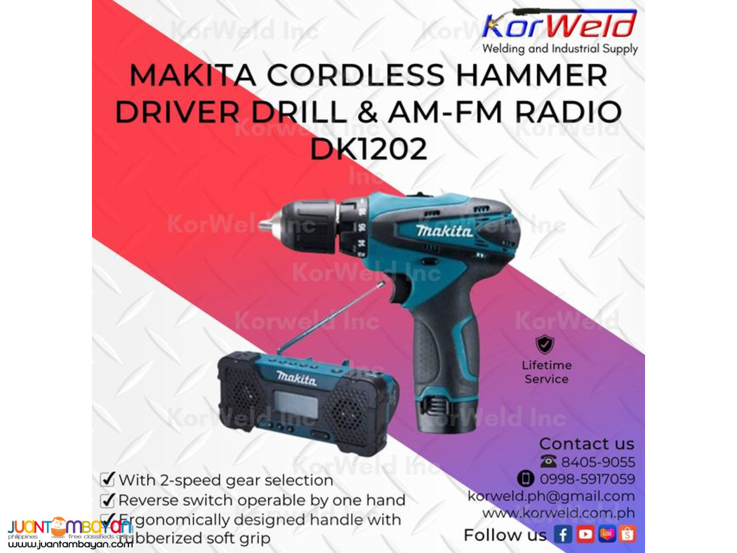 Makita Cordless Hammer Driver Drill & AM-FM Radio DK1202