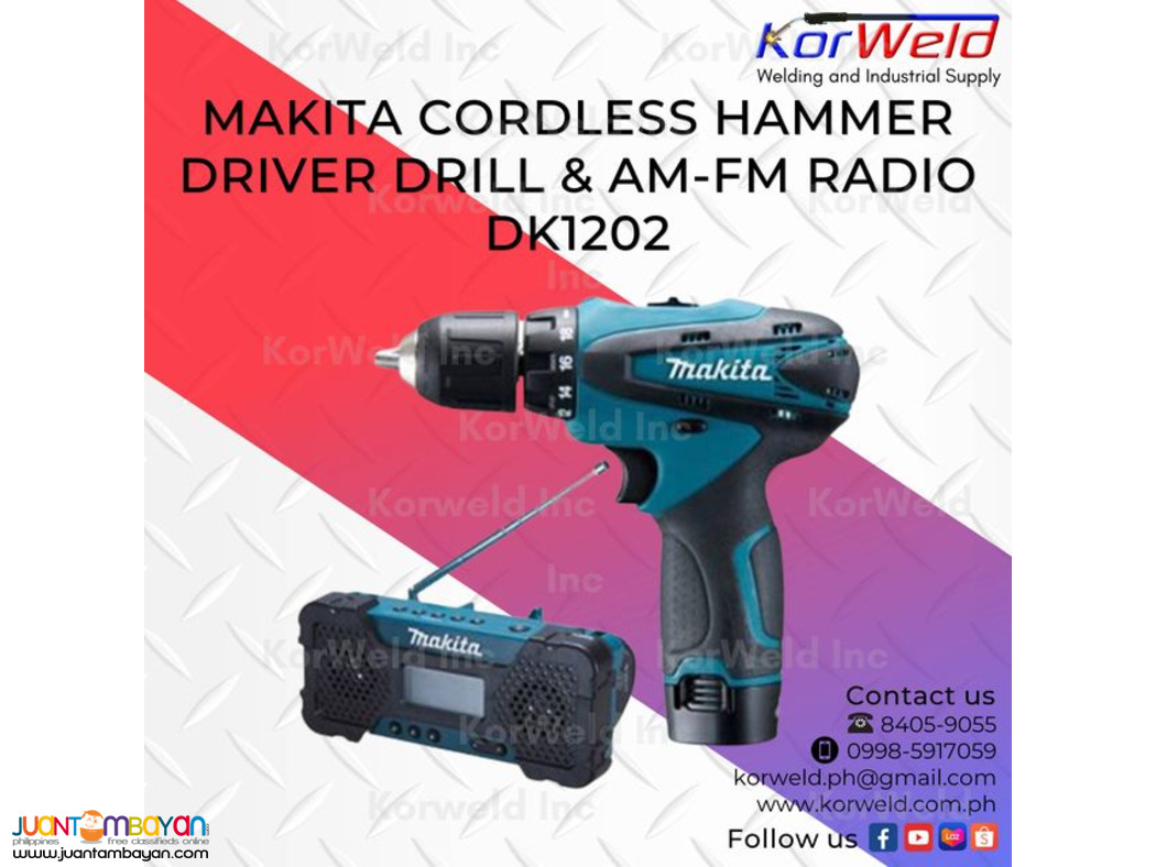 Makita Cordless Hammer Driver Drill & AM-FM Radio DK1202