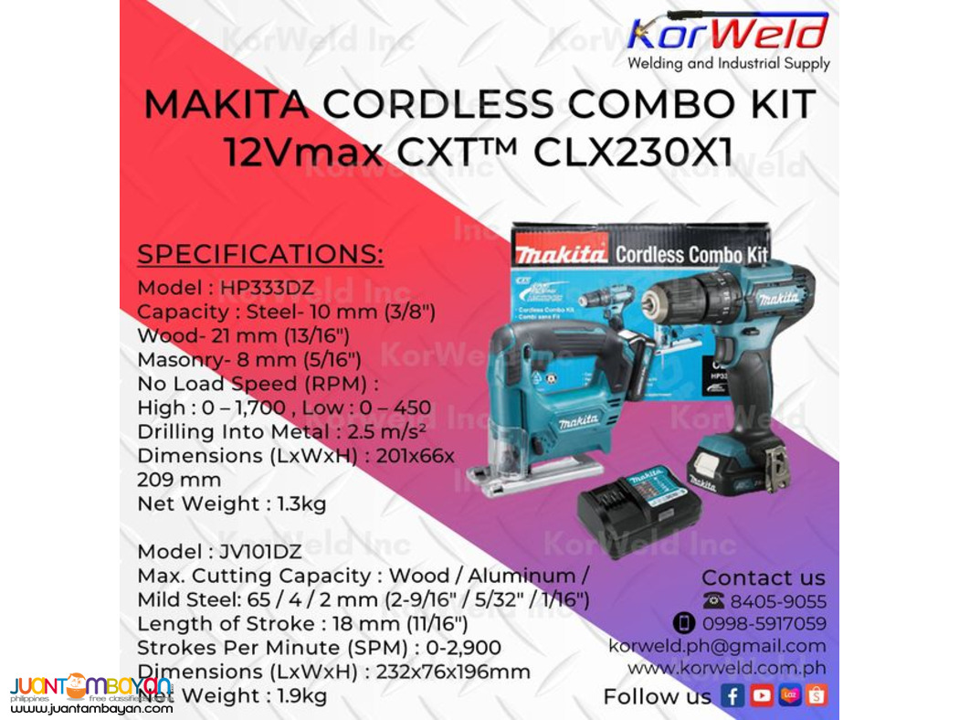 Makita Cordless Combo Kit 12Vmax CXT™ CLX230X1