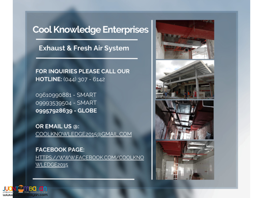 Exhaust and fresh air system **Supply & installation** manila ...