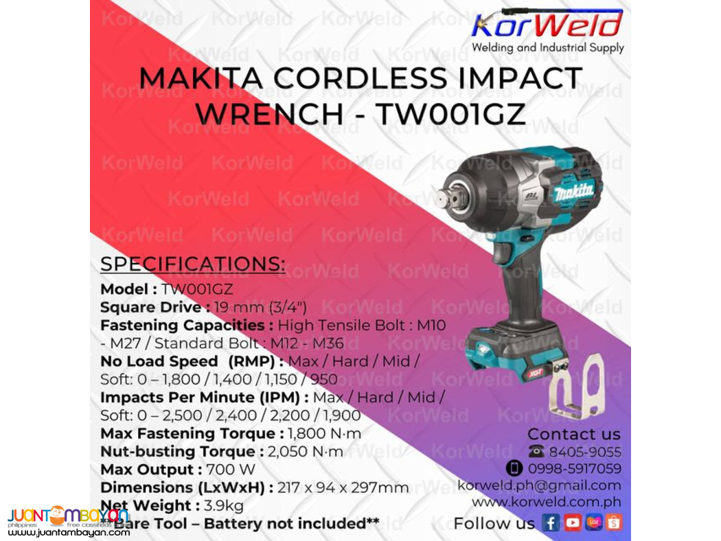 Makita Cordless Impact Wrench TW001GZ