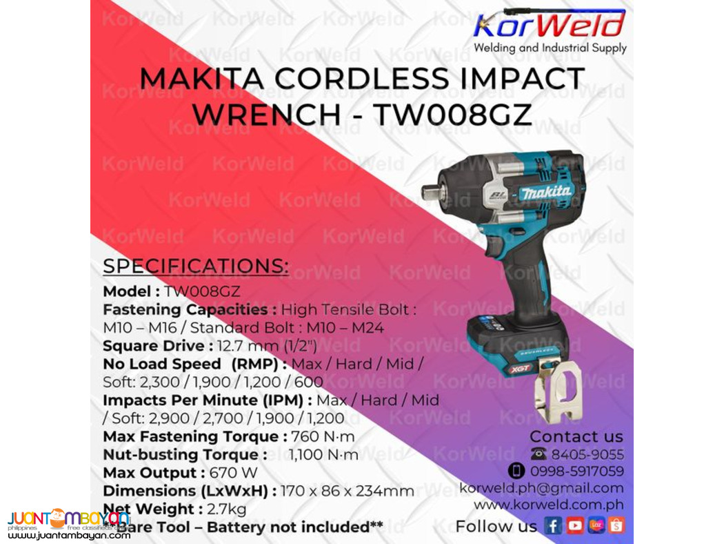 Makita Cordless Impact Wrench TW008GZ